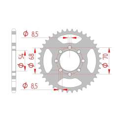 DC AFAM Couronne Inox 520 S/C (48 dents)