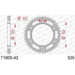 DC AFAM Couronne Inox 525 (42 dents)