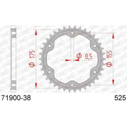 DC AFAM Couronne Inox 525 (38 dents)