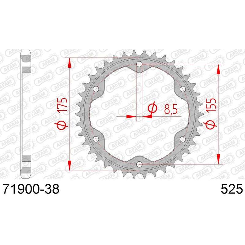 DC AFAM Couronne Inox 525 (38 dents)