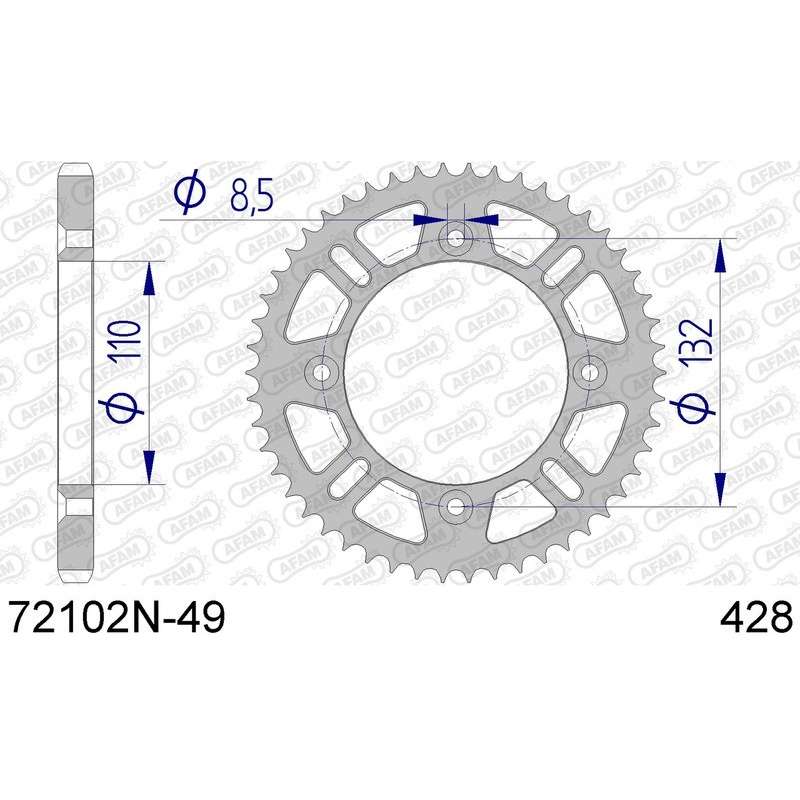 DC AFAM Couronne Aluminium 428 (49 dents)