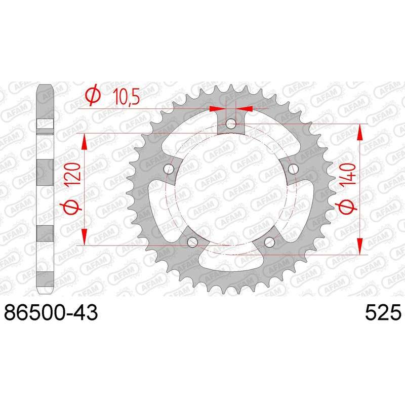DC AFAM Couronne Inox 525 (43 dents)