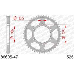 DC AFAM Couronne Inox 525 (47 dents)