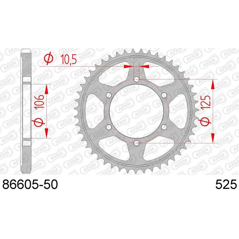 DC AFAM Couronne Inox 525 (50 dents)
