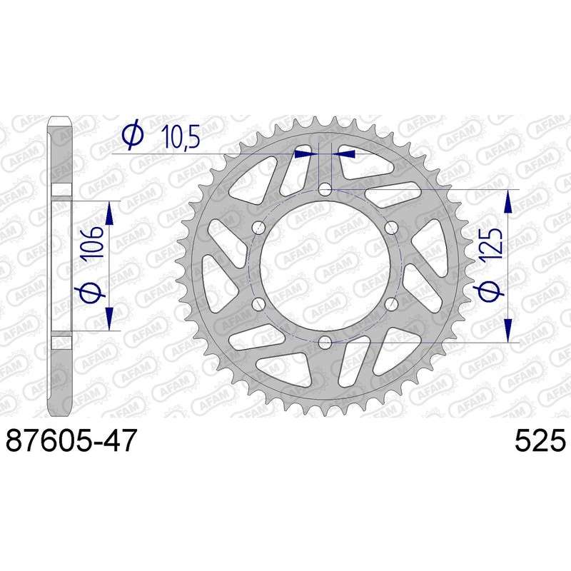 DC AFAM Couronne Aluminium 525 (47 dents)