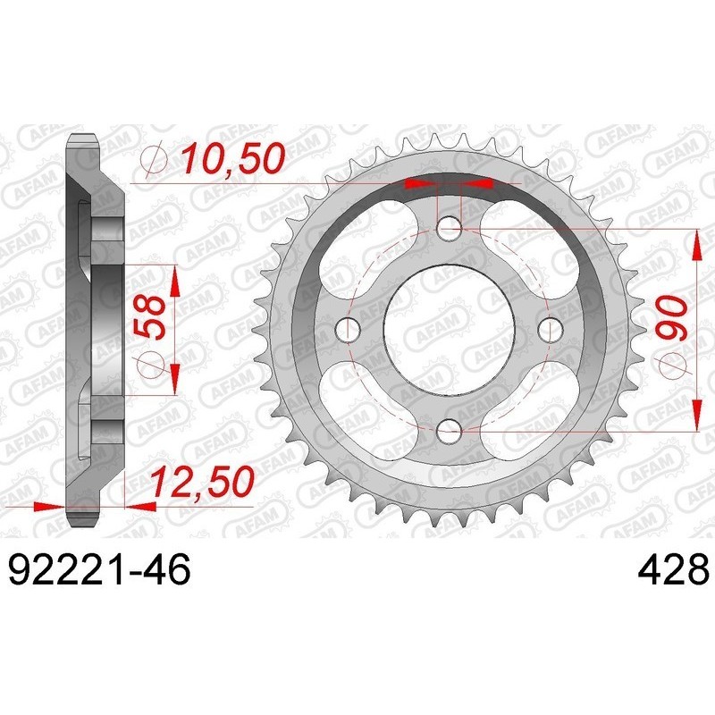 DC AFAM Couronne Inox 428 46 dents