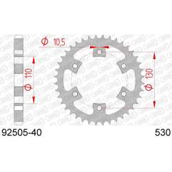 DC AFAM Couronne Inox 530 (40 dents)