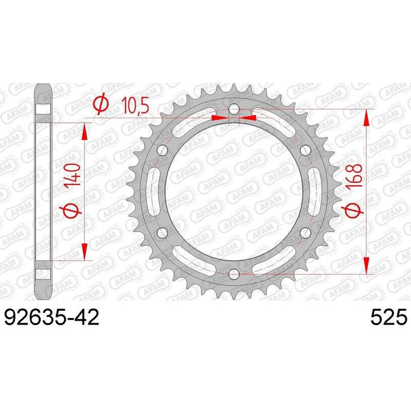 DC AFAM Couronne Inox 525 (42 dents)