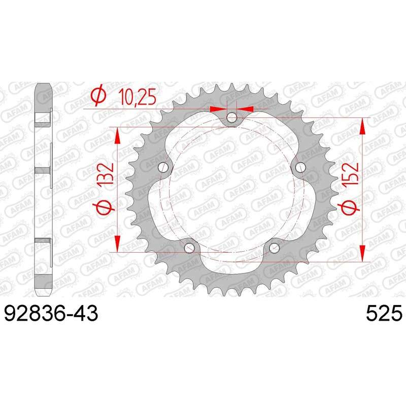 DC AFAM Couronne Inox 525 (43 dents)