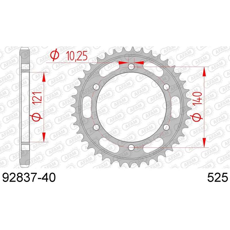 DC AFAM Couronne Inox 525 (40 dents)