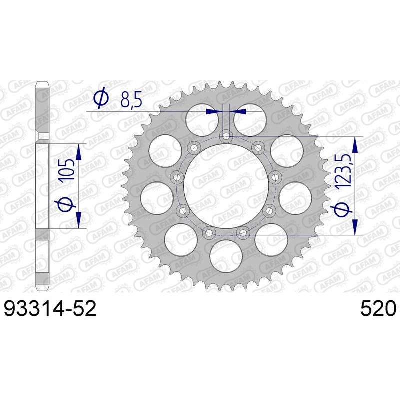 DC AFAM Couronne Aluminium 520 (52 dents)