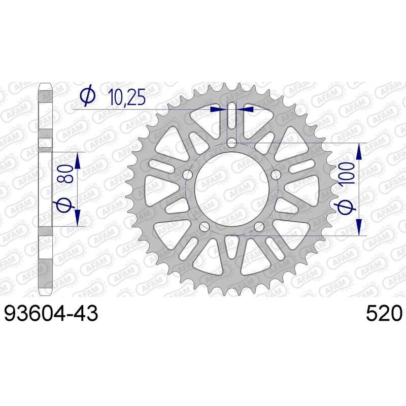 DC AFAM Couronne Aluminium 520 (43 dents)