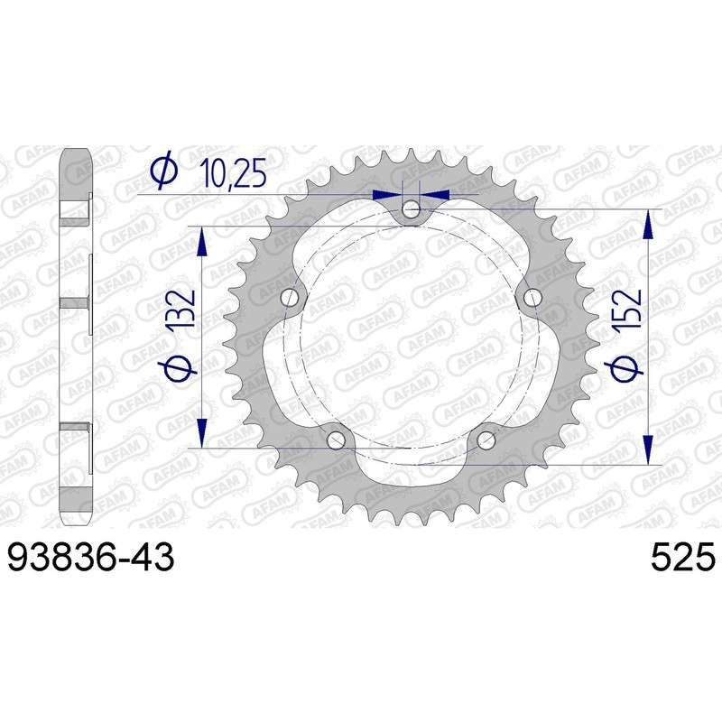 DC AFAM Couronne Aluminium 525 (43 dents)