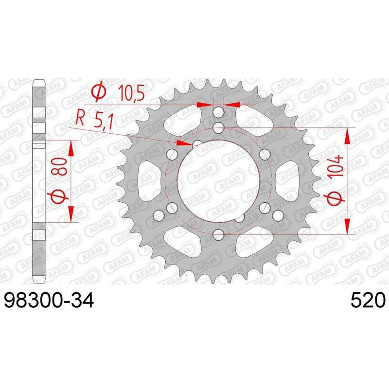 DC AFAM Couronne Inox 520 (34 dents)