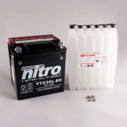 NITRO Batterie YTX30L-BS AGM sec avec emballage acide