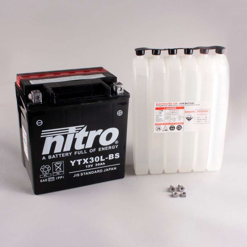 NITRO Batterie YTX30L-BS AGM sec avec emballage acide
