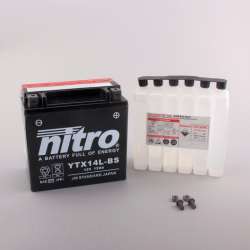 NITRO Batterie YTX14L-BS AGM sec avec emballage acide