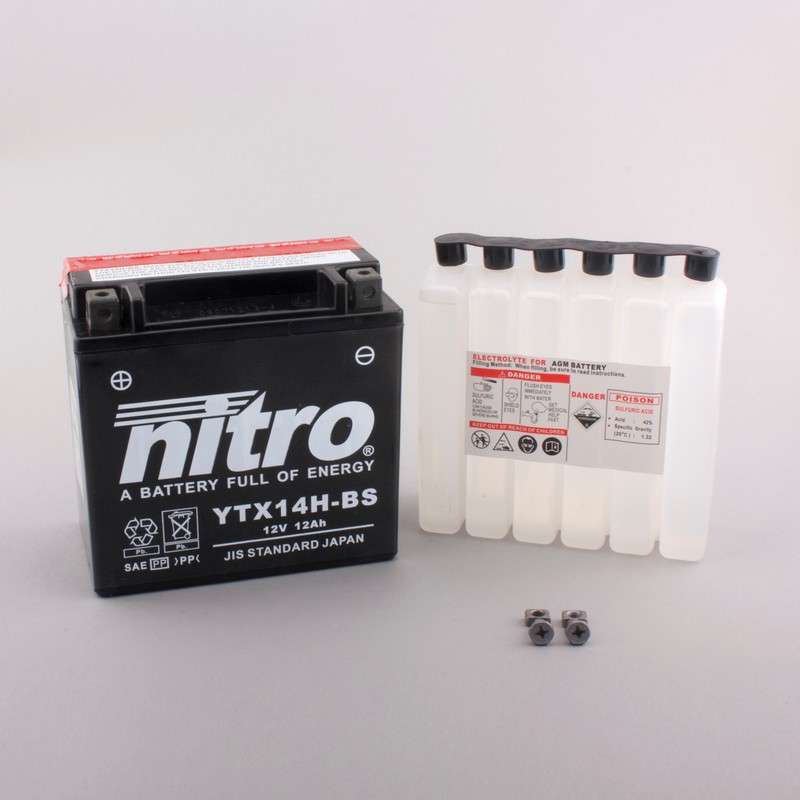 NITRO Batterie YTX14H-BS AGM sec avec sachet acide