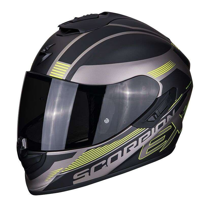 casque intégral Scorpion EXO-1400 AIR FREE Titanium Mat-Black-Neon Yellow