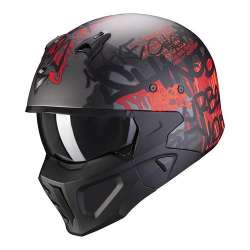 modularer Helm Scorpion COVERT-X WALL Dark Matt Silver-Red