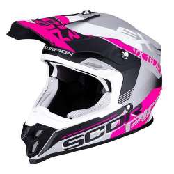 Casque Cross Scorpion VX-16 AIR ARHUS Matt Silver-Black-Pink