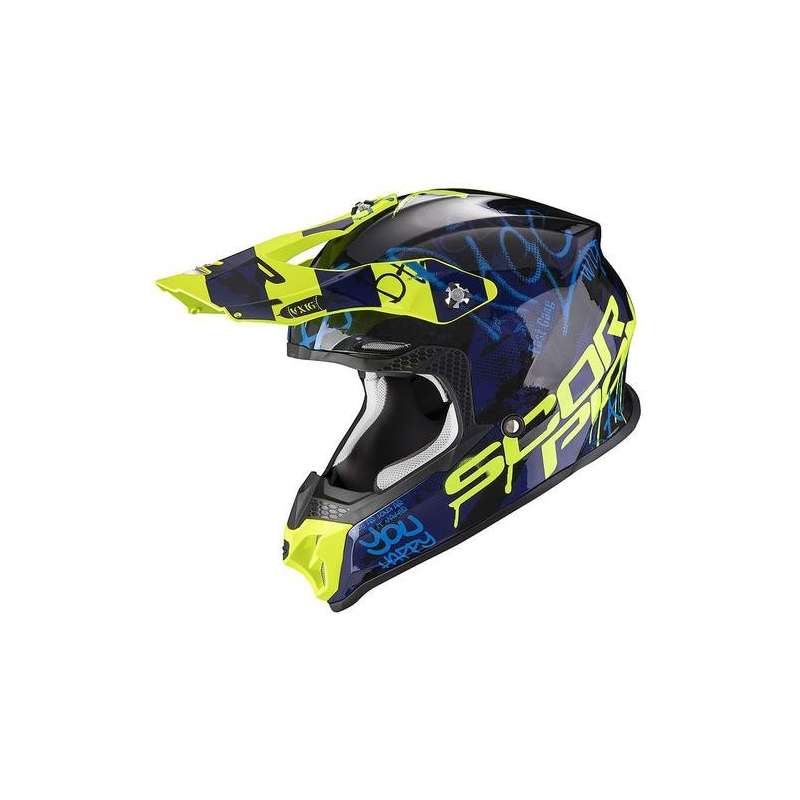 Casque Cross Scorpion VX-16 AIR ORATIO Black-Blue-Neon Yellow