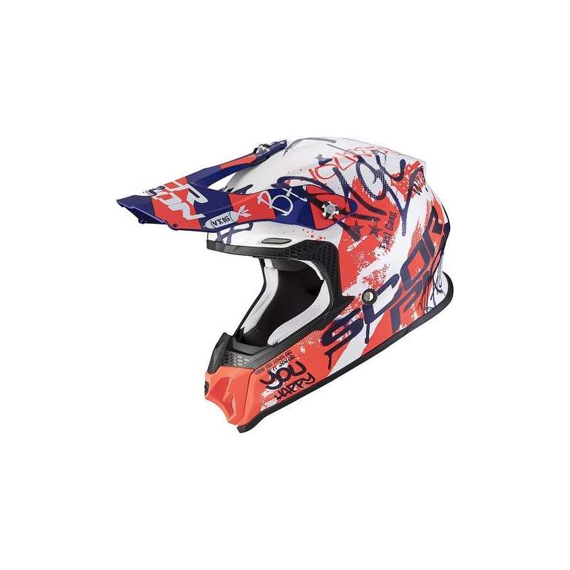 Casque Cross Scorpion VX-16 AIR ORATIO White Mat-Blue-Red