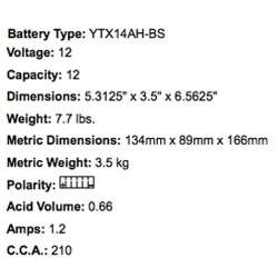 YUASA BATTERIE YTX14AH-BS