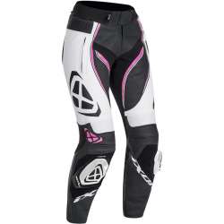 IXON VORTEX LADY Pantalon Cuir Noir-Blanc-Fushia