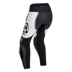 IXON VORTEX LADY Pantalon Cuir Noir-Blanc-Fushia