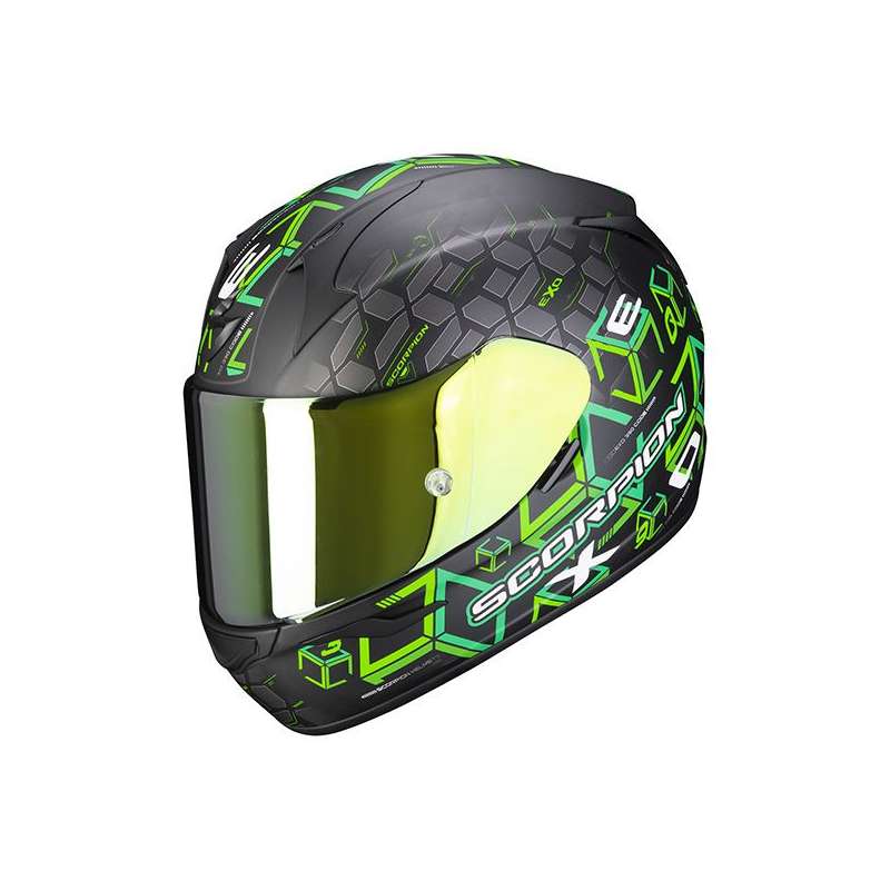 Casque Intégral Scorpion EXO-390 CUBE Noir Mat-Vert