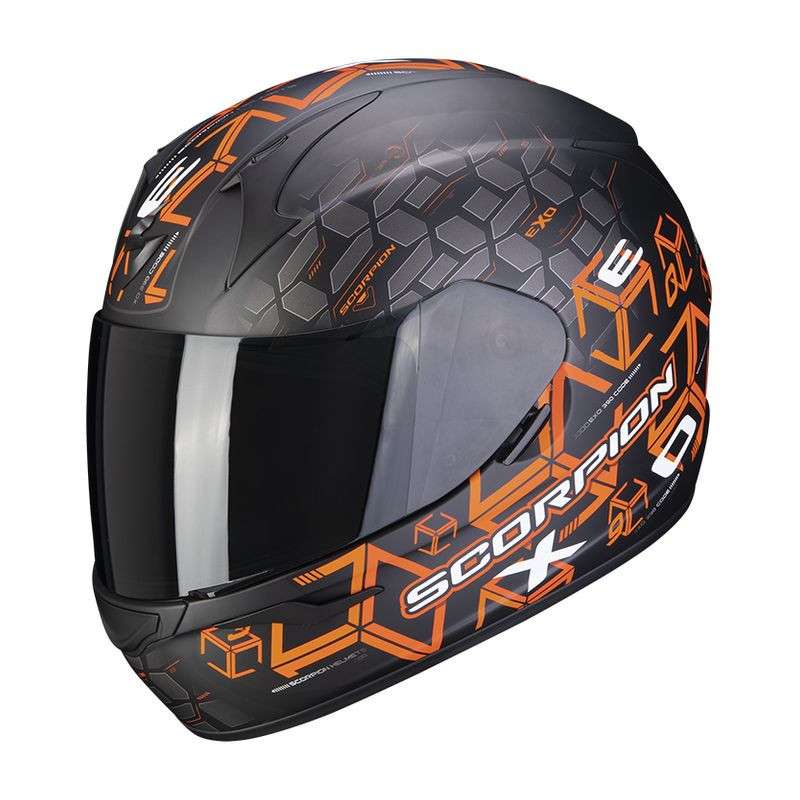 Casque Intégral Scorpion EXO-390 CUBE Noir Mat-Orange Casque Intégral Scorpion EXO-390 CUBE Noir Mat-Orange