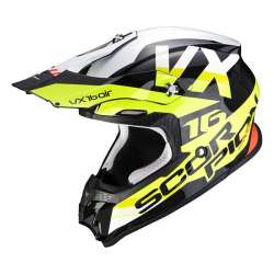 Casque Cross Scorpion VX-16 Air X-TURN Noir-Jaune Fluo-Blanc