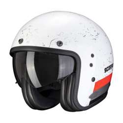 Casque Jet Scorpion BELFAST SHIFT Blanc-Rouge Fluo