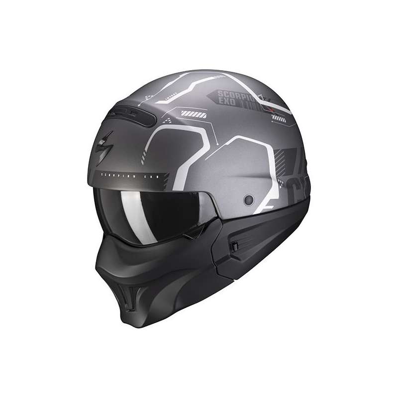 Casque Jet Scorpion EXO-COMBAT EVO RAM Gris Foncé mat-Argent