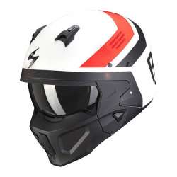 Casque Jet Scorpion COVERT-X T-RUST Blanc Mat-Rouge