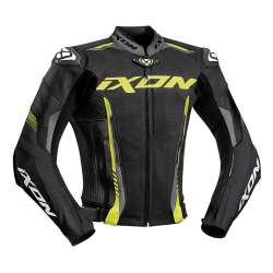 IXON VORTEX 2 Lederjacke Schwarz-Grau-Neongelb