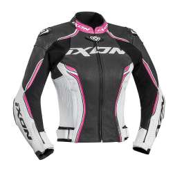 IXON VORTEX LADY Lederjacke Schwarz-Weiss-Fushia