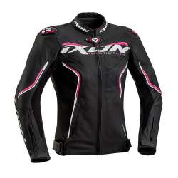 IXON TRINITY LADY Veste Cuir Noir-Blanc-Fushia