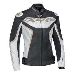 IXON TRINITY LADY Lederjacke Weiss-Schwarz-Gold