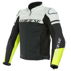 DAINESE Lederjacke AGILE schwarz matt-weiss-fluo gelb