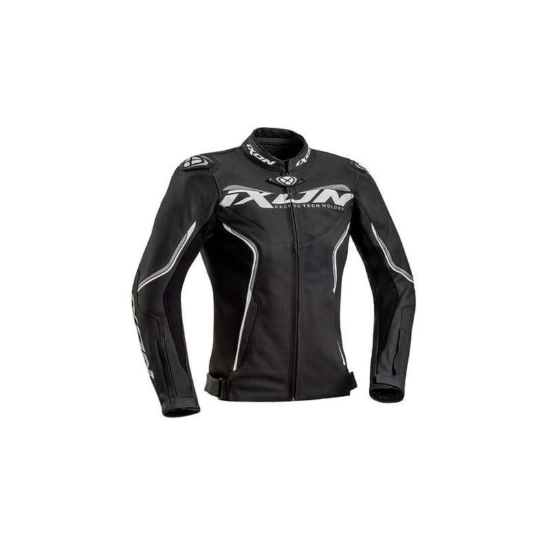 IXON TRINITY LADY Veste Cuir Noir-Blanc-Gris