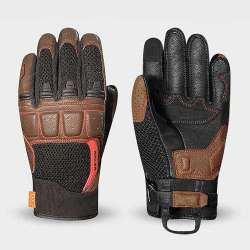 Gants RACER RONIN Cuir de Chèvre D3O® Marron-Noir
