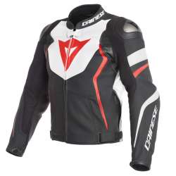 DAINESE Lederjacke AVRO 4 schwarz matt-weiss-rot