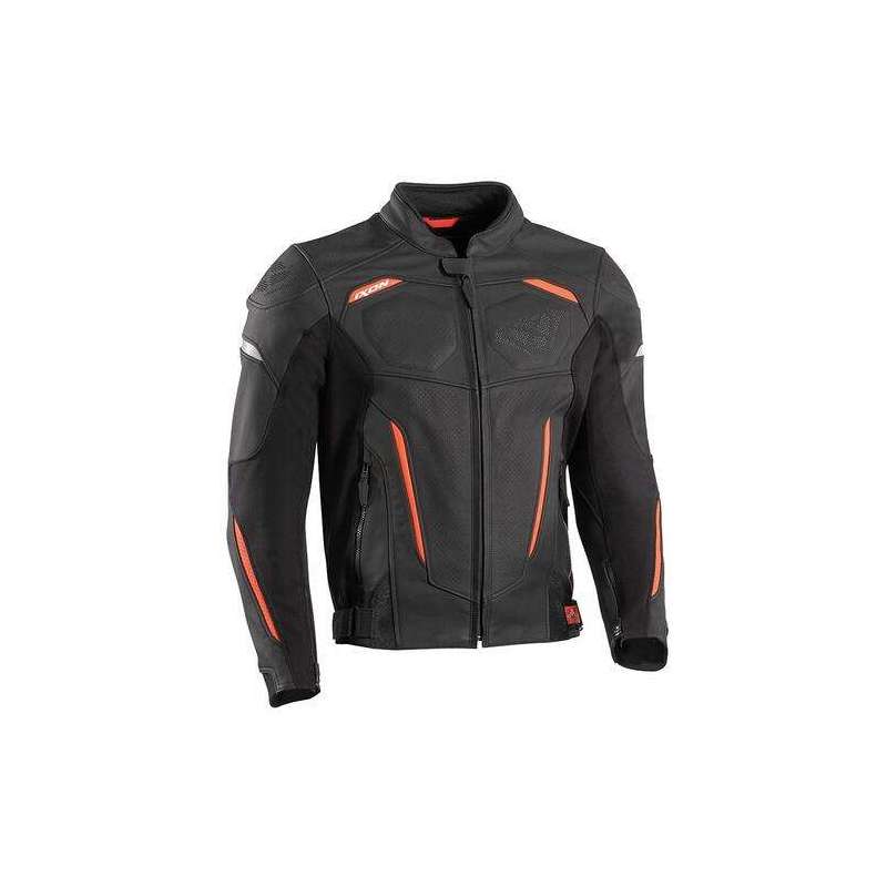 IXON CEROS Veste Cuir Noir-Rouge