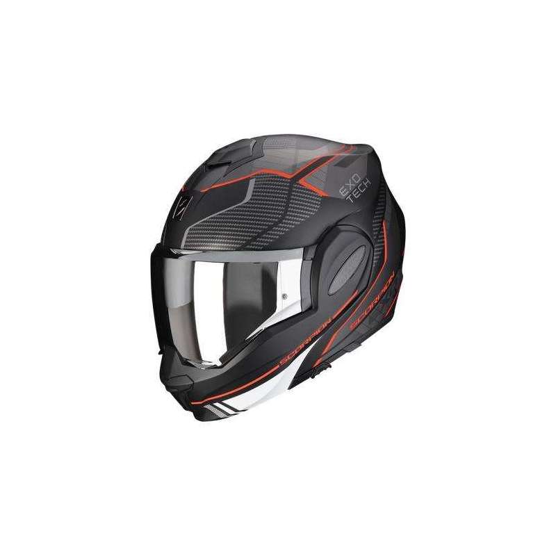 Casque Modulable SCORPION EXO-TECH EVO ANIMO -Noir Matt-Rouge