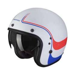 Casque Jet SCORPION BELFAST EVO SOUL -Blanc Mat-Bleu-Rouge