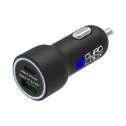 QUAD LOCK DUAL USB-C 12V CAR CHARGER NOIR