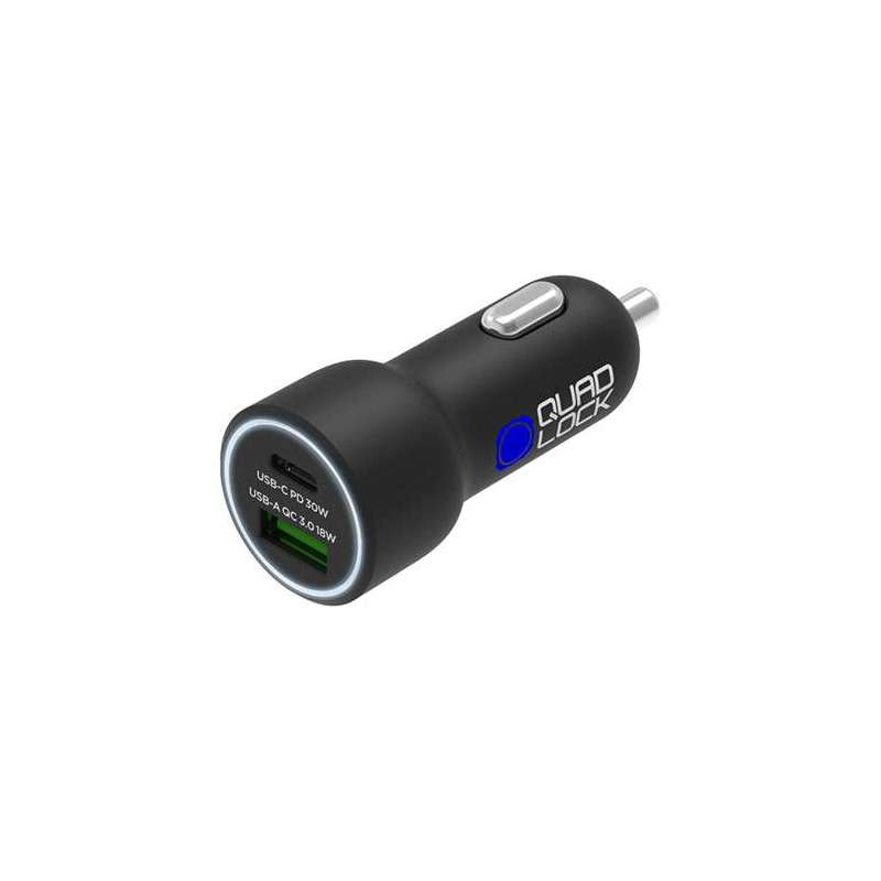 QUAD LOCK DUAL USB-C 12V CAR CHARGER NOIR