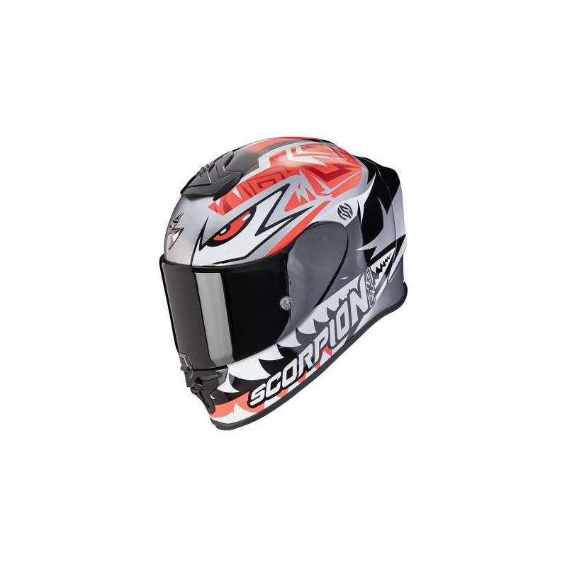 Casque SCORPION EXO-R1 EVO AIR ZACCONE Replica Argent-Noir-Rouge